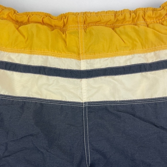 Sand N Sun Swim Trunks Mens Large 36/38 Yellow Blue Striped - Picture 3 of 8